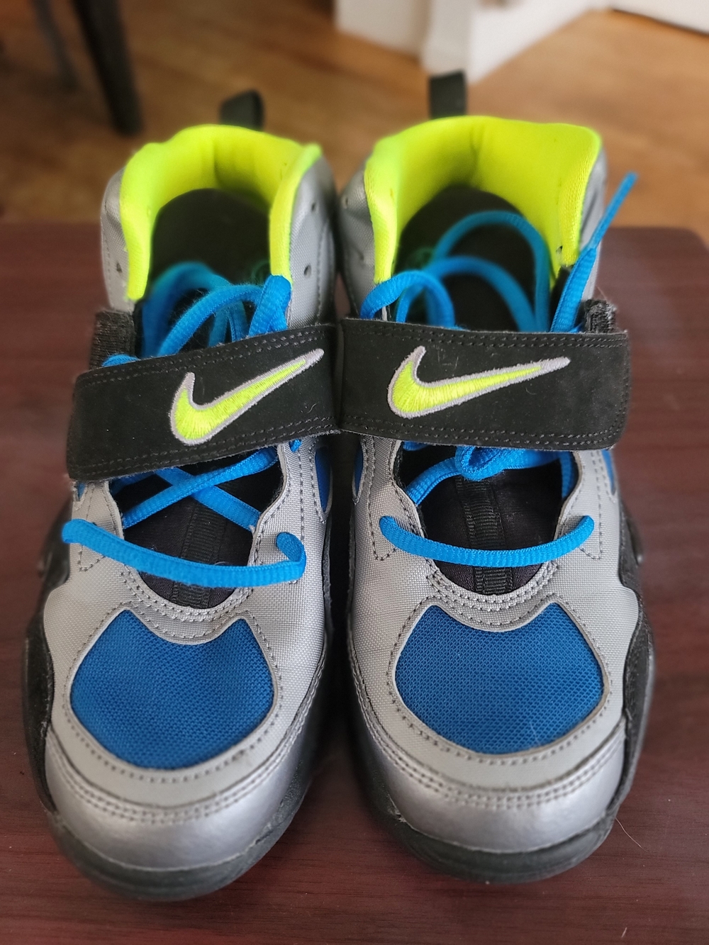Nike Air Express Kids Blue & Gray Sneakers with Neon Yellow Accents